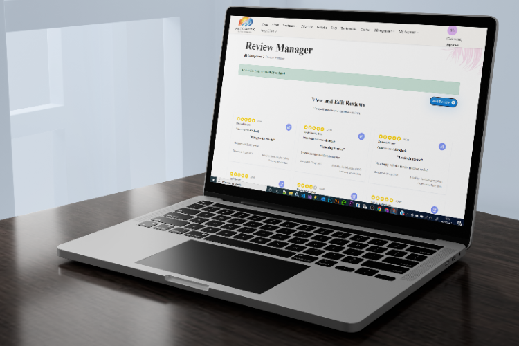 Review manager on laptop
